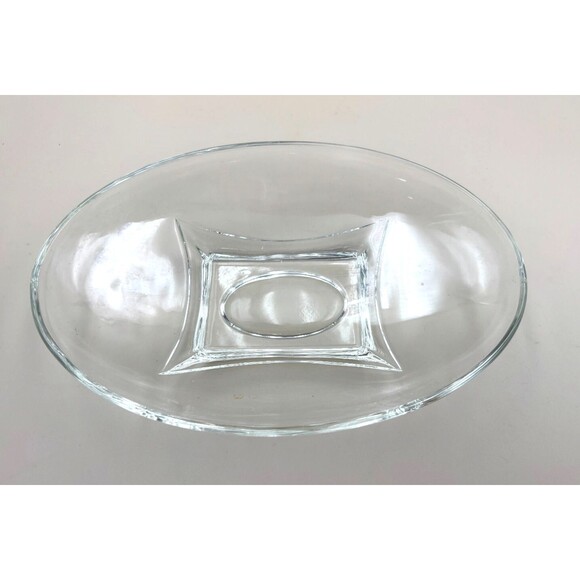 Vintage Hazel Atlas Oval Clear Glass 8" x 5" Footed Serving Dish Bowl 1960s - Picture 2 of 5